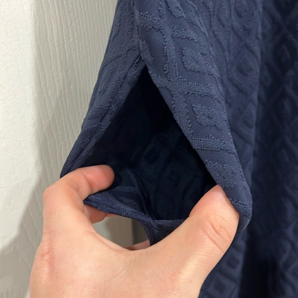 J.McLaughlin Swing Dress Duval Diamond Jacquard Short Sleeve Navy Size Small - Picture 4 of 8